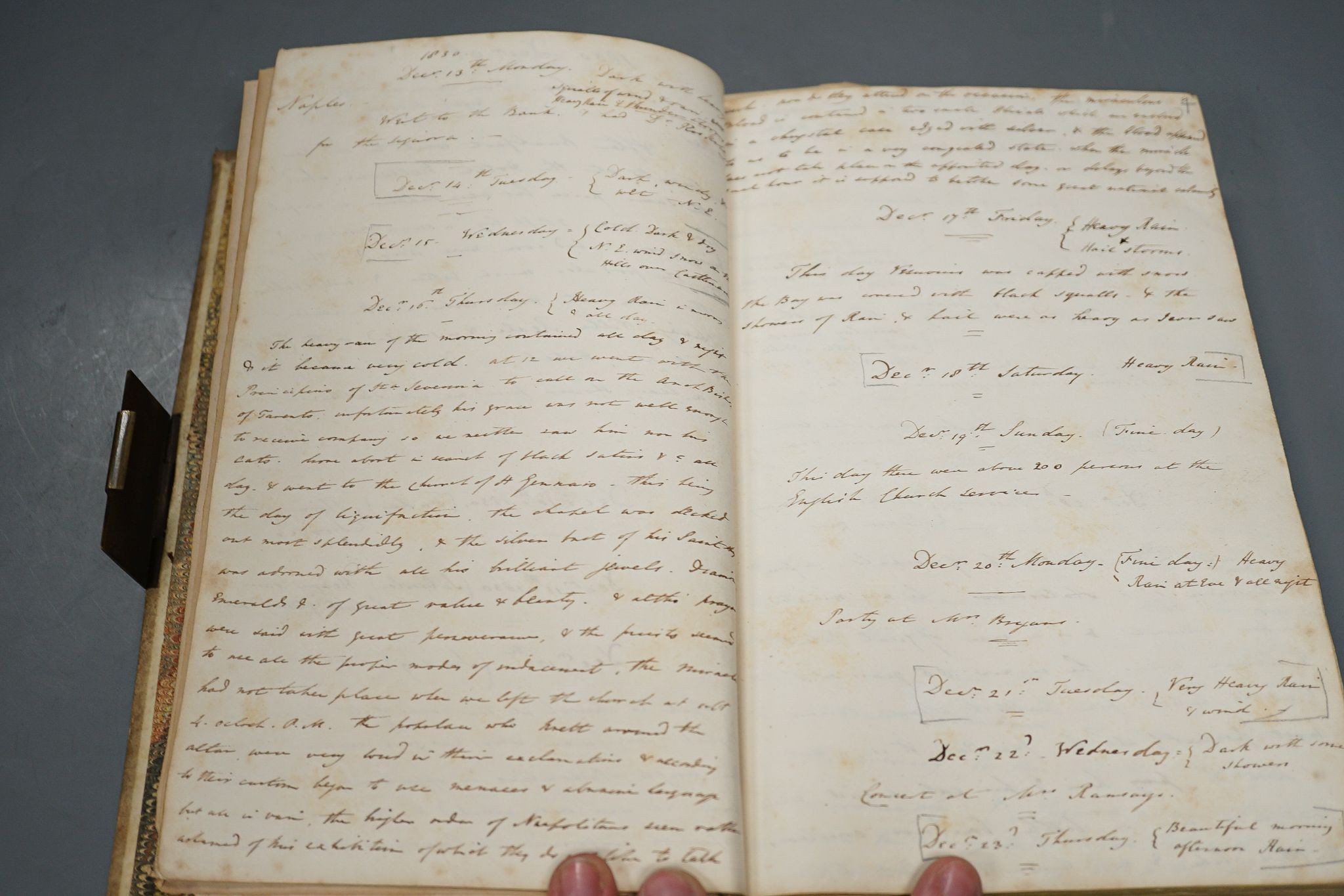 An early 19th century vellum bound hand-written account of a Grand Tour c.1830